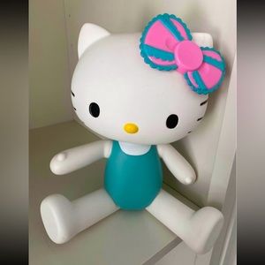 Hello Kitty Sanrio 13” Poseable White Plastic Doll With Blue Tank Top and bow
